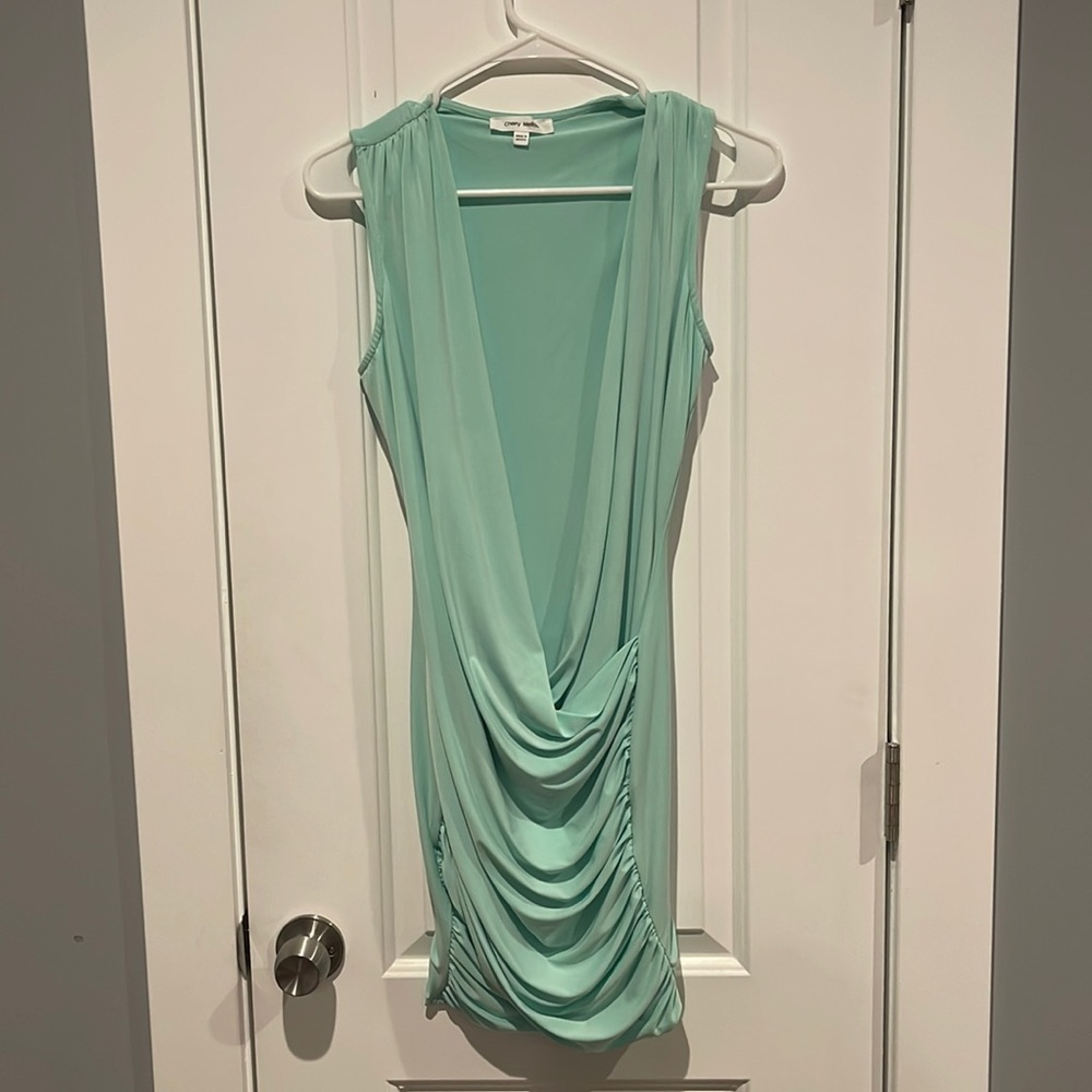 Teal low cut dress